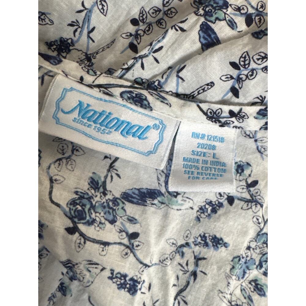 Vintage Bird Floral Print Long Nightgown Cotton Pajama Large Cottagecore Granny - Picture 6 of 7